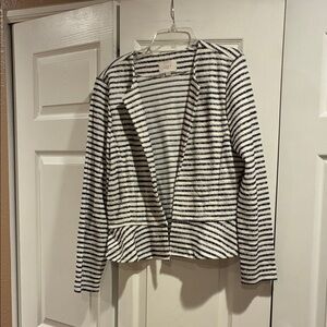 LOFT Black and White Striped Blazer
